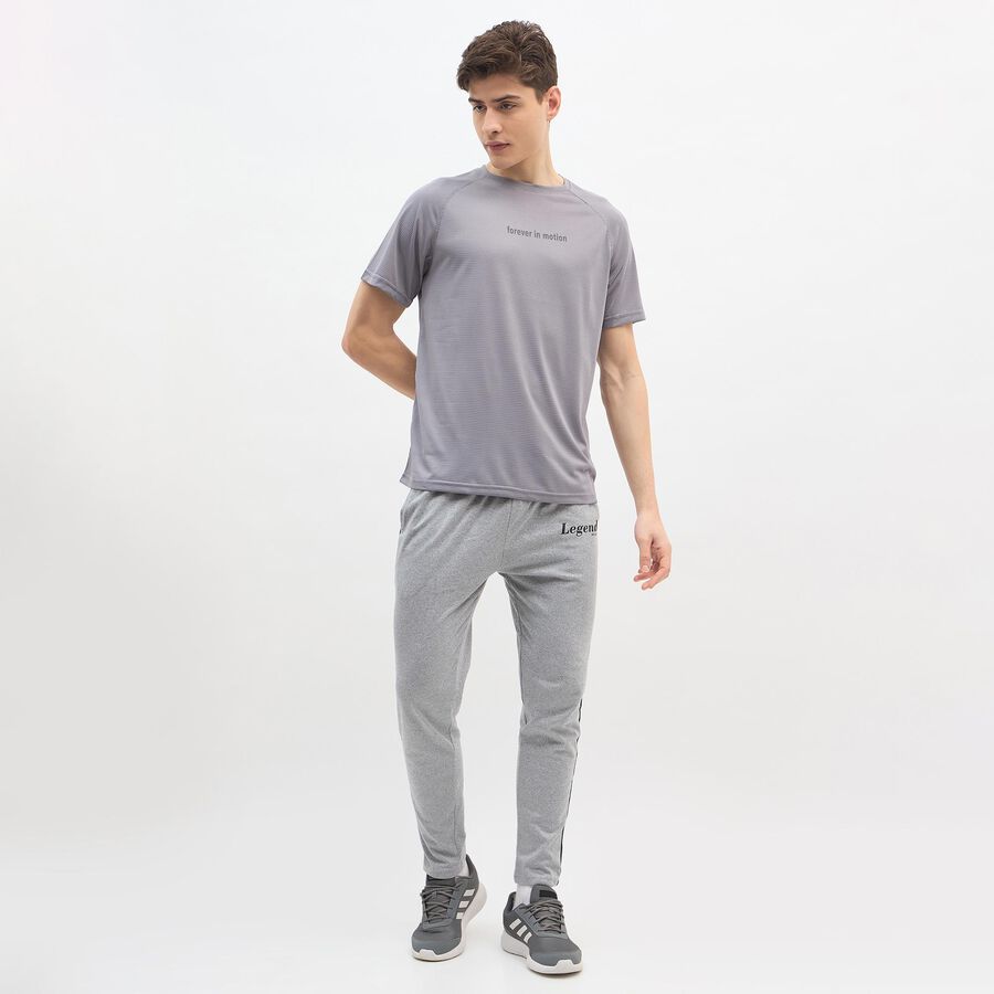 Men's Dark Grey Crew Neck Athleisure Drifit T-Shirt, गहरा ग्रे, large