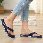Women's Navy Blue Floral Print Flip-Flops, गहरा नीला, small