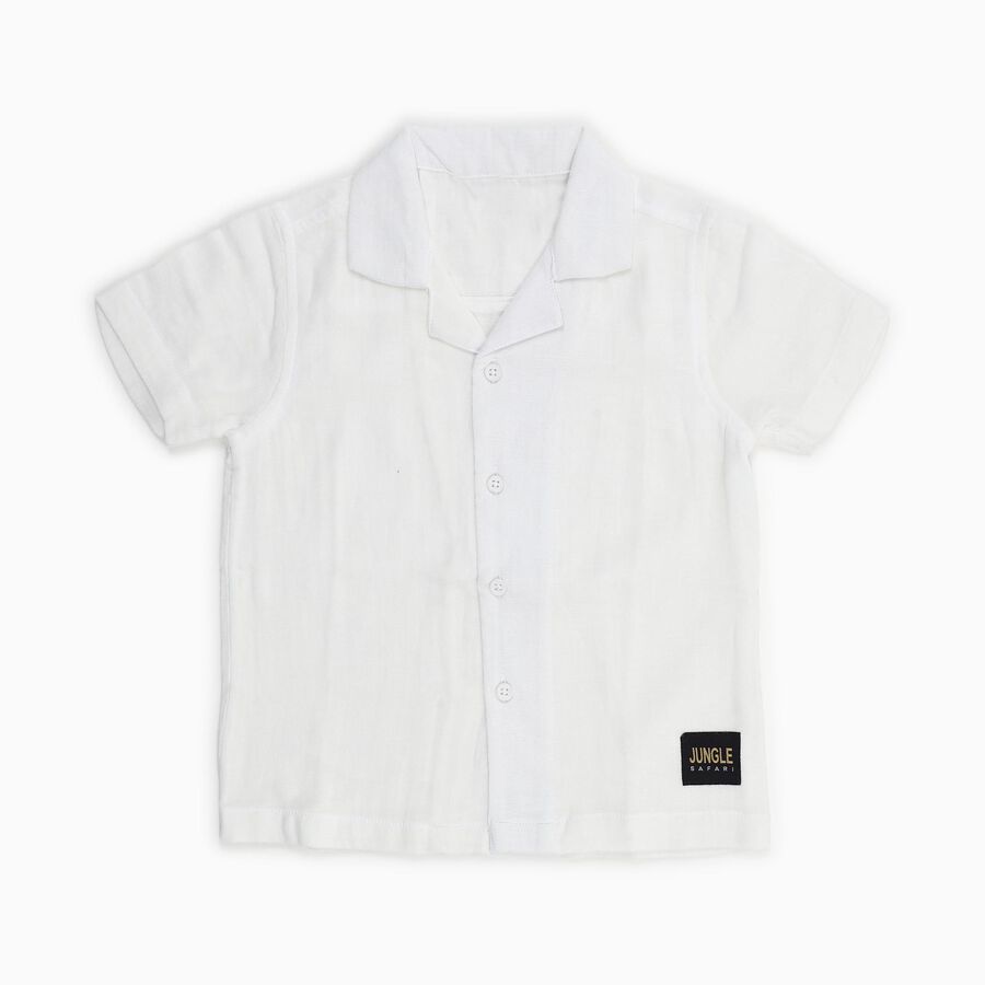 Boys' 100% Cotton Casual Shirt, White, large image number null