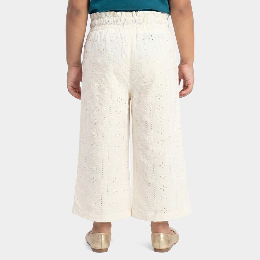 Girls White Palazzo Eyelet Pyjama, सफ़ेद, large