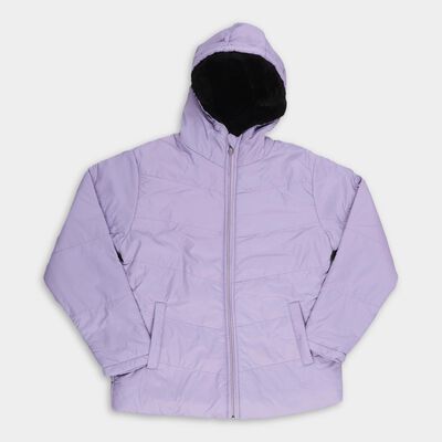 Girls Light Lavender Hooded Casual Jacket