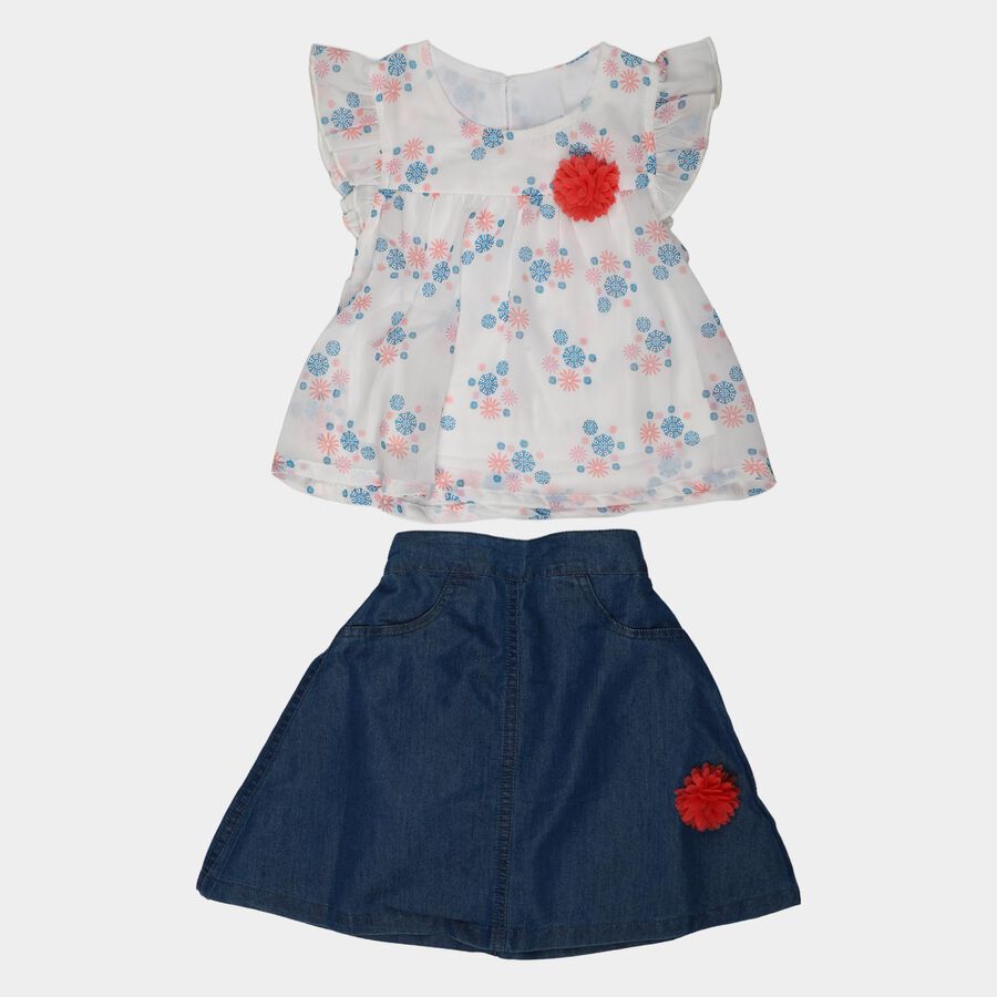 Girls Light Blue Round Neck Co-ord Set Upper and Bottom Set, हल्का नीला, large