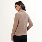 Women's Muted Beige Half-Zip Casual Pullover, भूरा, small image number null