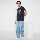 Men's 100% Cotton Round Neck Half Sleeves T-Shirt , नेवी ब्लू, small