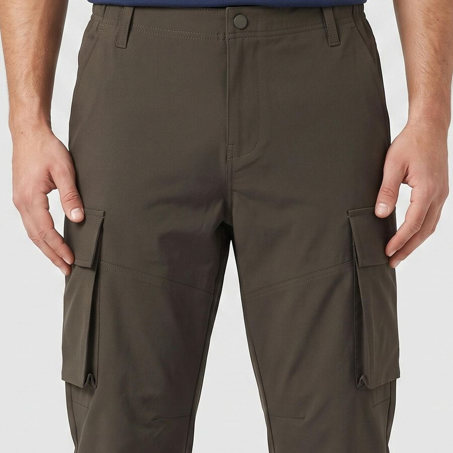 Men's Dark Grey Slim Fit Cargo Trousers, गहरा ग्रे, large