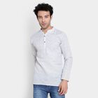 Printed Mandarin Collar Kurta, White, small image number null