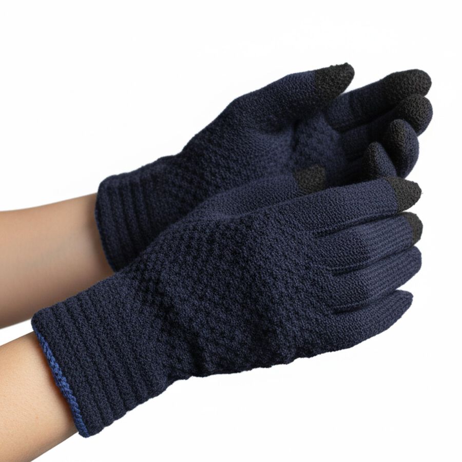 Men's Gloves, गहरा नीला, large