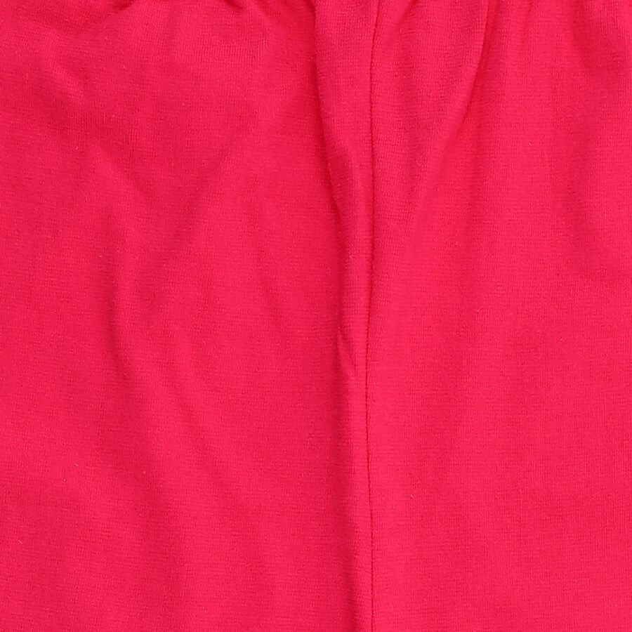 Girls' Bright Pink Cotton Blend Capri Leggings with Decorative Bows, रानी (फ्यूशिया), large image number null