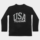 Boys Black Round Neck Regular Boys T-Shirt, Black, small
