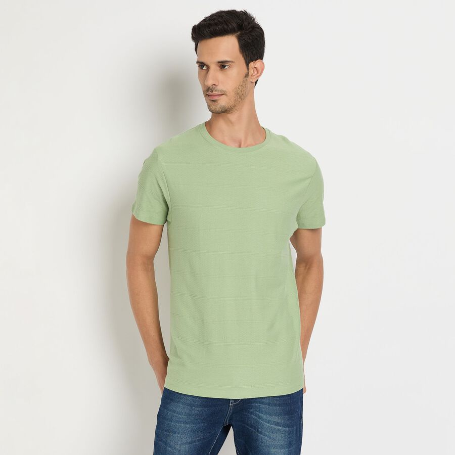 Men's 100% Cotton Round Neck Half Sleeves T-Shirt, Light Green, large image number null