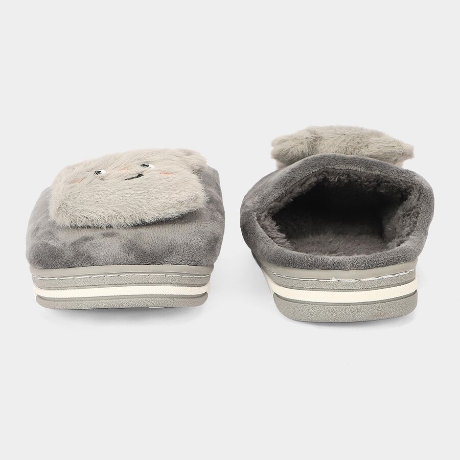 Women's Grey Slip-On House Slippers, ग्रे, large