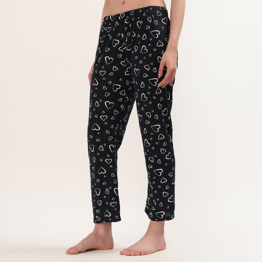 Women's Black Regular Fit Solid Pyjama, काला, large