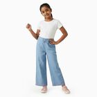 Girls' Light Blue Wide-Leg Embroidered Jeans, हल्का नीला, small image number null