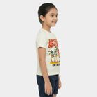 Girls White Cotton Casual T-Shirt, ऑफ व्हाइट, small