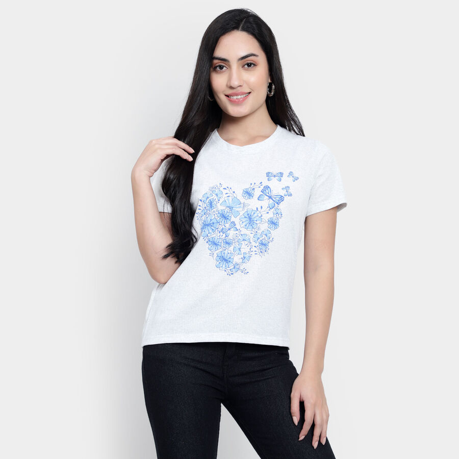 Round Neck T-Shirt, Ecru Melange, large image number null