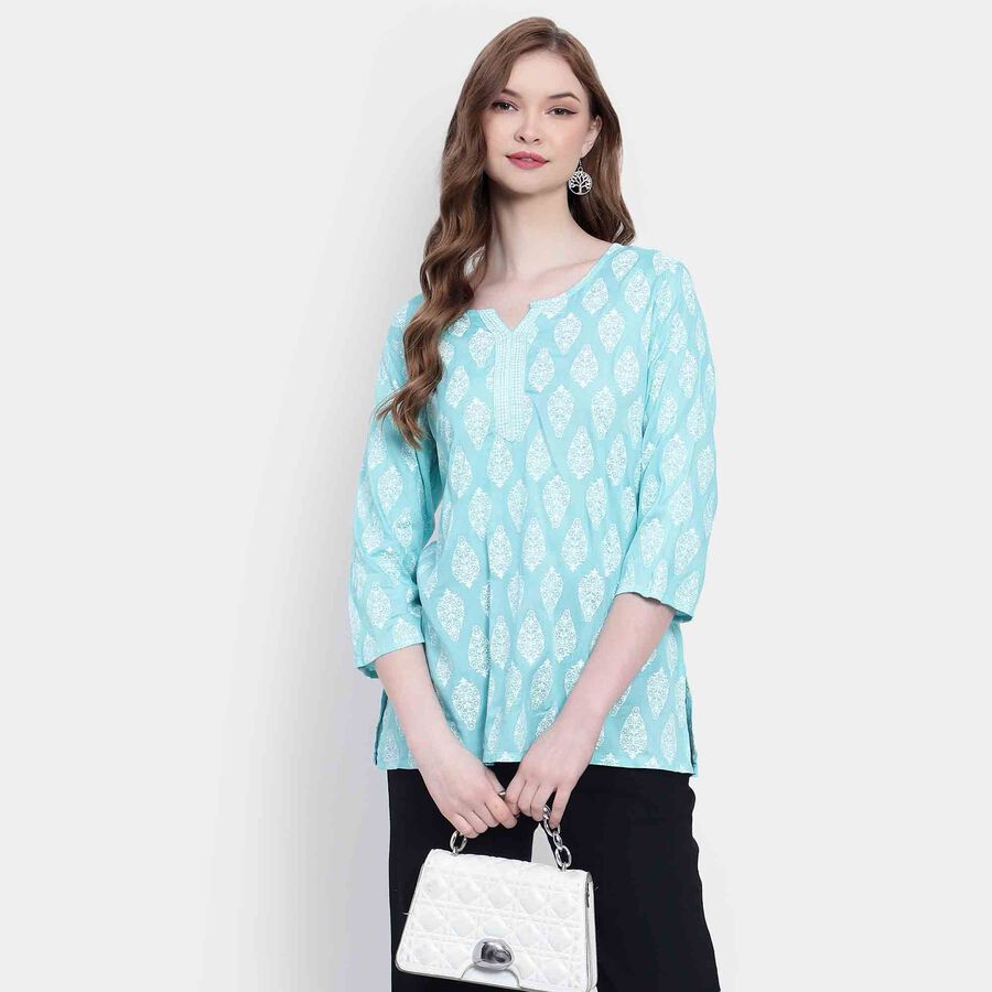 Printed Kurti, Light Blue, large image number null