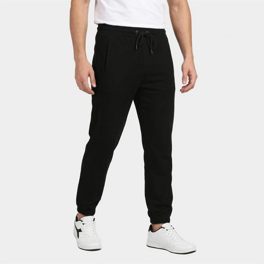 Men's Black Jogger Fit Track Pants, Black, large