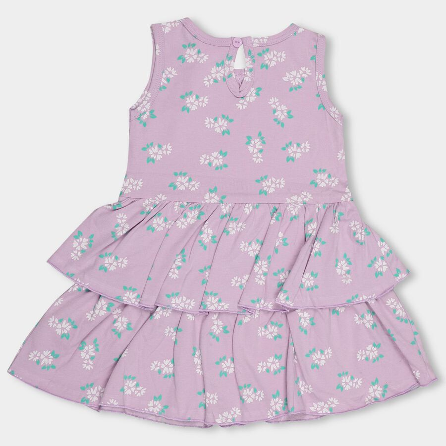 Infants' Lavender Floral Printed Sleeveless Frock, Lilac, large image number null