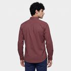 Men's Rust Cotton Long Sleeve Spread Collar Shirt, Rust, small
