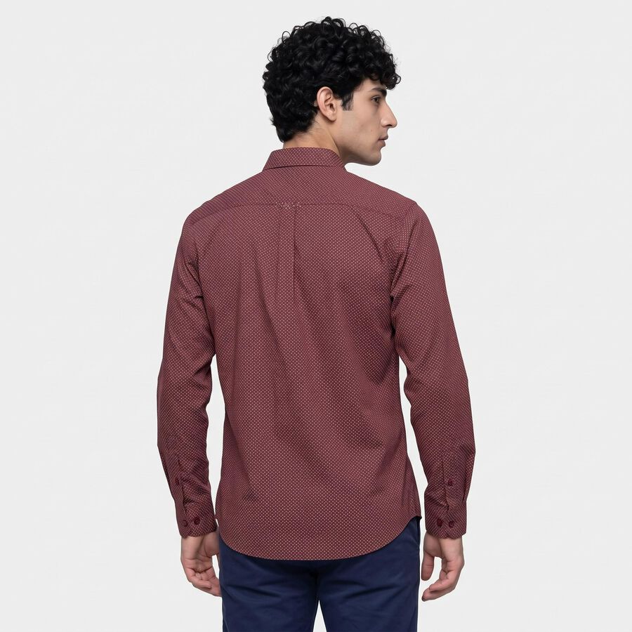 Men's Rust Cotton Long Sleeve Spread Collar Shirt, Rust, large