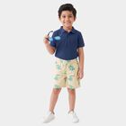 Boys Beige Regular Fit Printed Bermuda Shorts, Beige, small