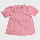 Girls Light Pink Round Neck Casual T-Shirt, हल्का गुलाबी, small