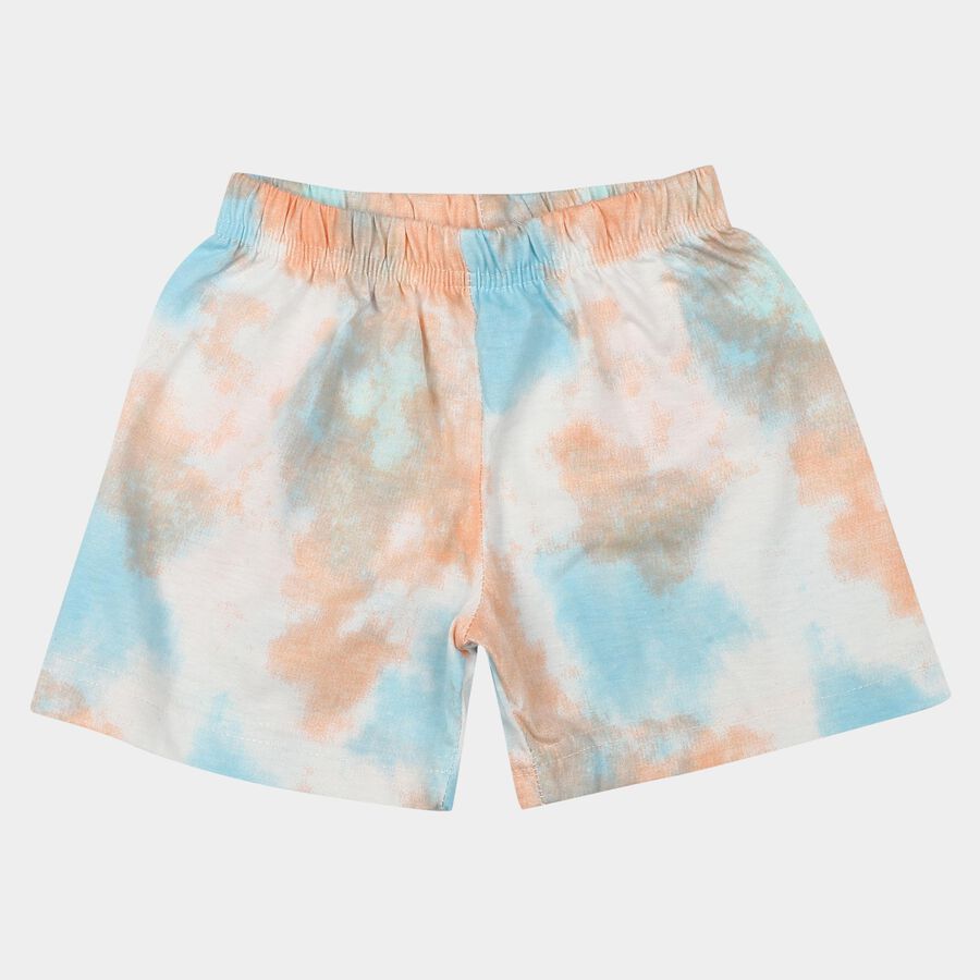Boys' White Relaxed Fit Tie-Dye Bermuda Shorts, सफ़ेद, large