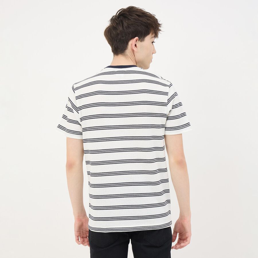 Men's Bright Snow White Round Neck Casual T-Shirt, White, large