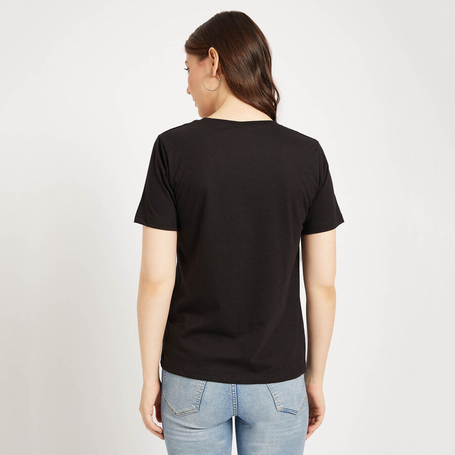 Round Neck T-Shirt, Black, large image number null