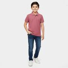 Boys Pink Round Neck Casual Half Sleeve T-Shirt, Pink, small