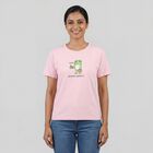 Women's Light Pink Cotton Round Neck Casual T-Shirt, Light Pink, small