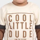 Infants Off White Cotton Round Neck Regular T-Shirt, ऑफ व्हाइट, small