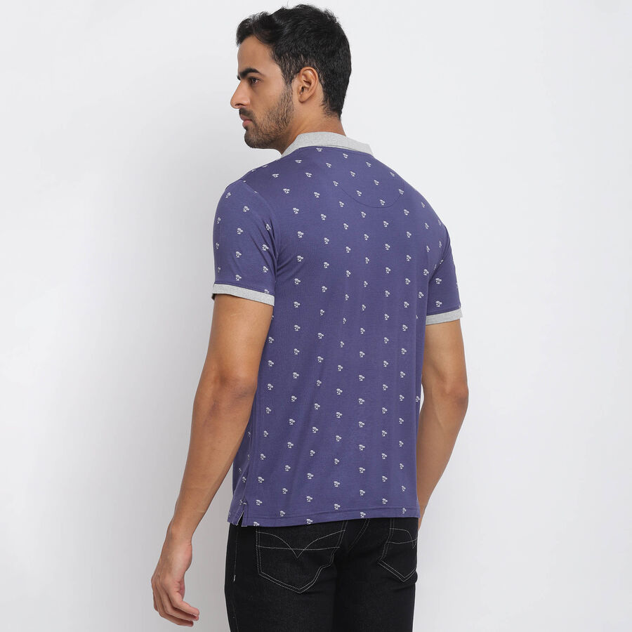 Cotton Printed Polo Shirt, Navy Blue, large image number null