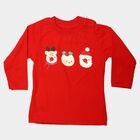 Infants Red Cotton Round Neck Regular T-Shirt, लाल, small