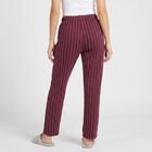Women's Wine Straight Fit Striped Lounge Pyjama, Wine, small