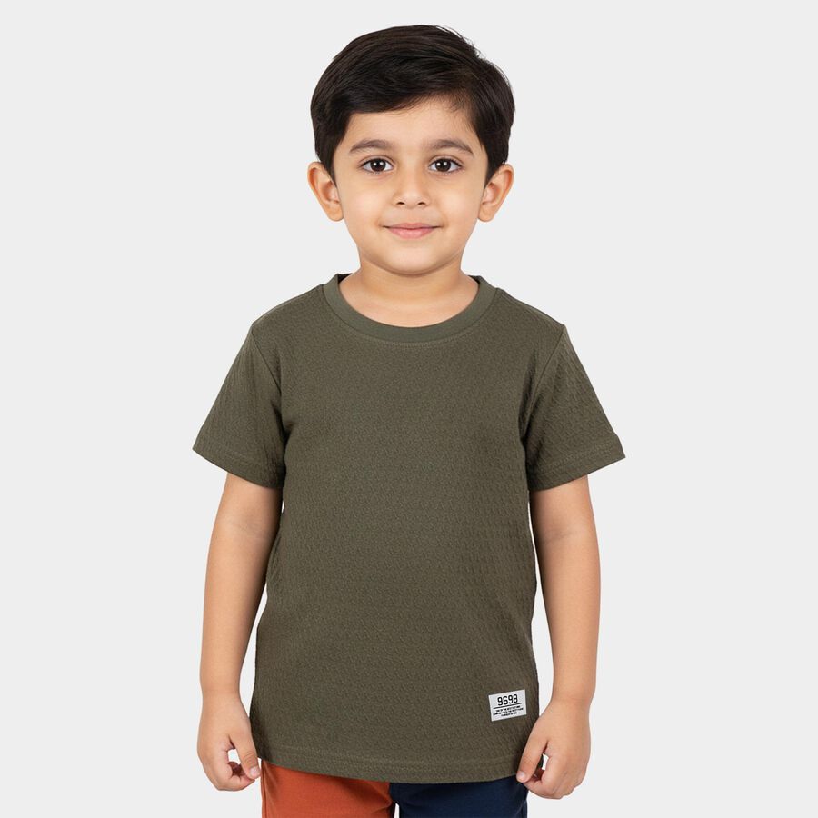 Boys' Half Sleeves T-Shirt, गहरा हरा, large