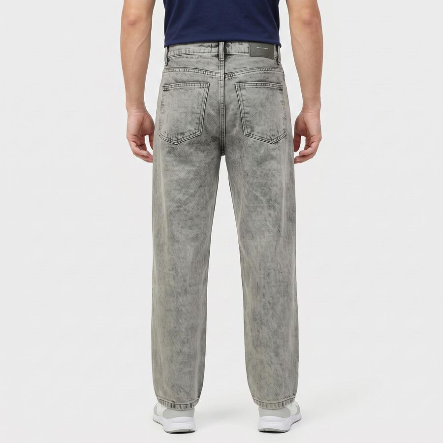 Men's Grey Straight Fit Classic Jeans, हल्का ग्रे, large