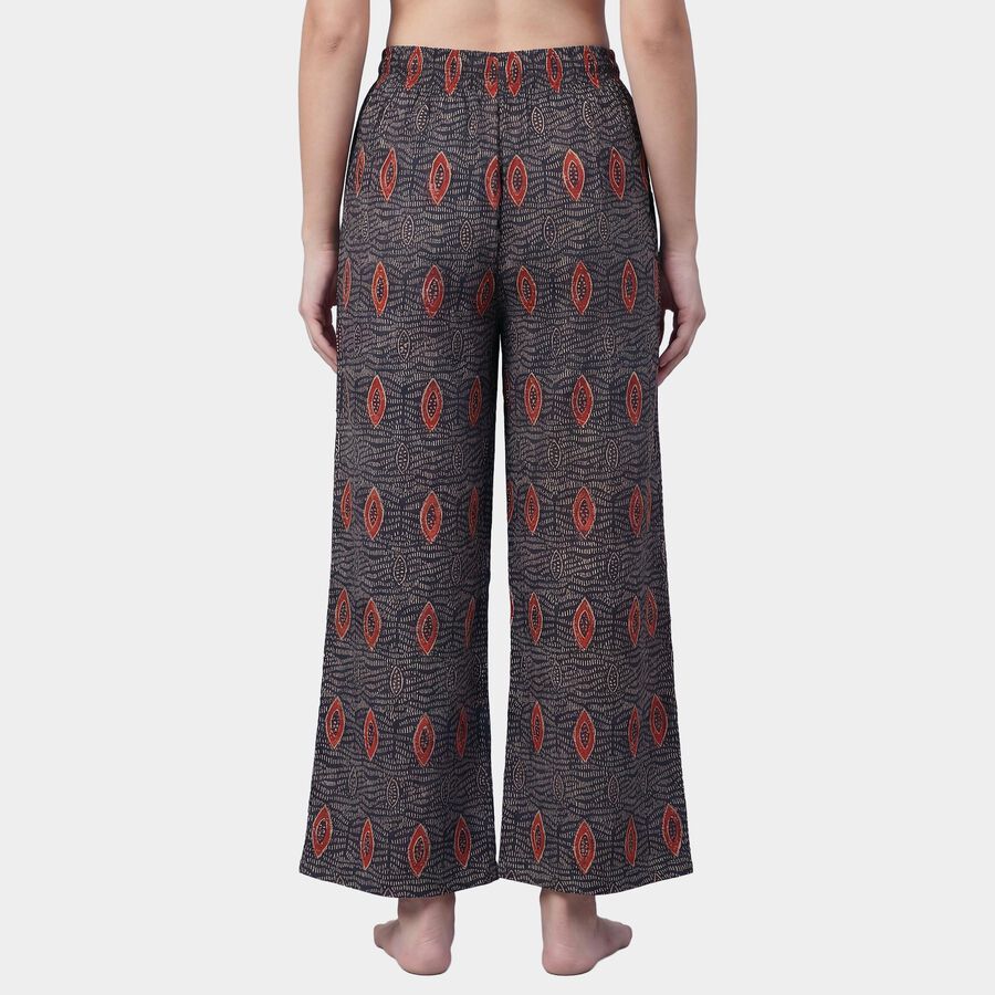 Women's Navy Blue Relaxed-Fit Ditsy Printed Palazzos, Navy Blue, large