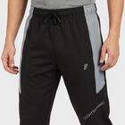 Men's Black Slim Fit Panelled Track Pants, Black, small