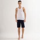 Men's Bright White Cotton Deep Neck Athleisure Vest, White, small image number null