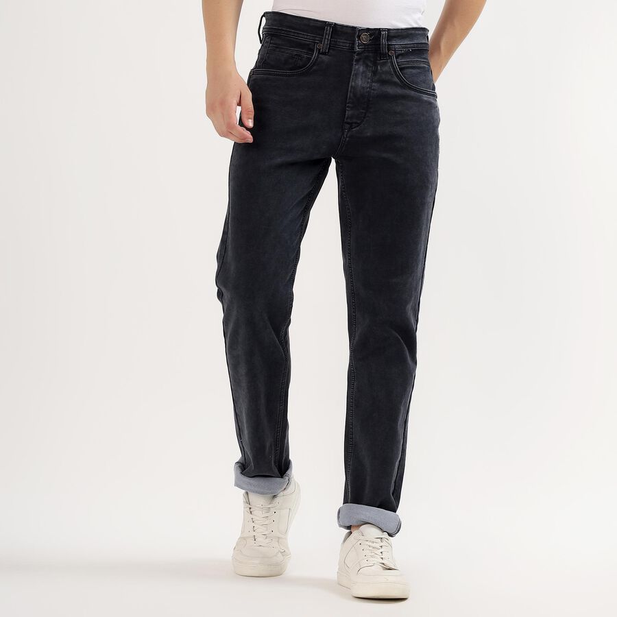 Men's Washed Black Slim Fit Jeans, Dark Grey, large