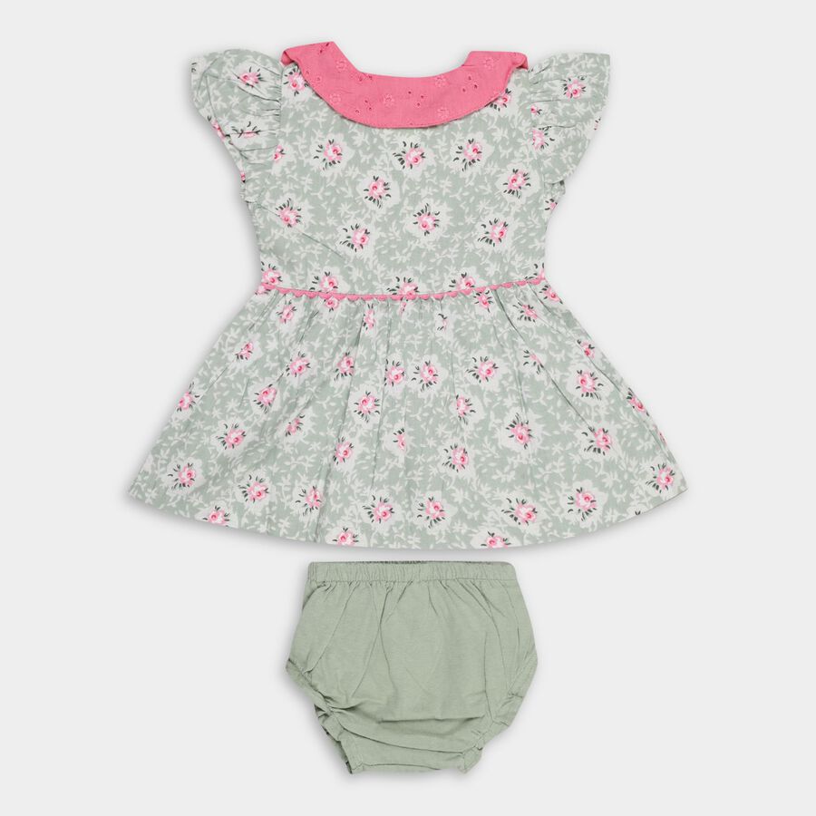 Infant Girls' 100% Cotton Frock , Light Green, large image number null