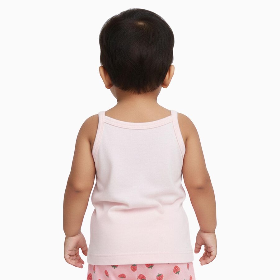 Infants' Soft Baby Pink Cotton Round Neck Casual Vest, हल्का गुलाबी, large image number null