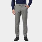 Men's Grey Slim Fit Flat-Front Formal Trousers, हल्का ग्रे, small