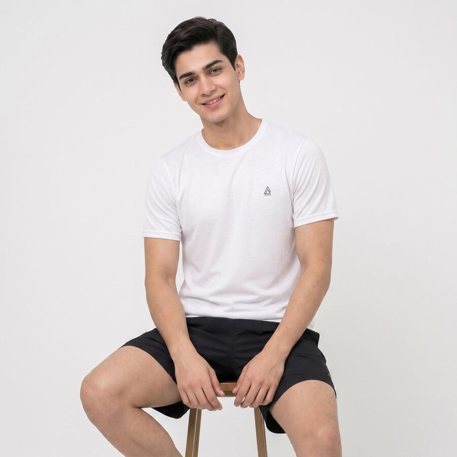 Men's White Round Neck Regular Drifit T-Shirt, Off White, large