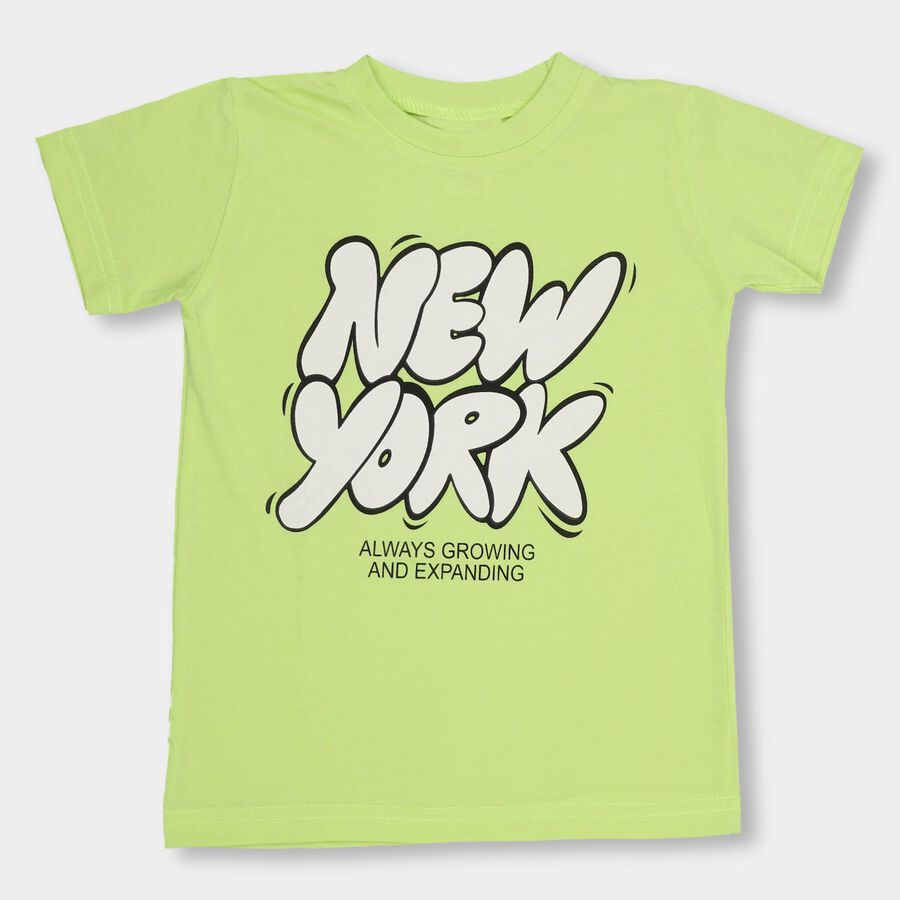 Boys' Half Sleeves T-Shirt, Light Green, large image number null
