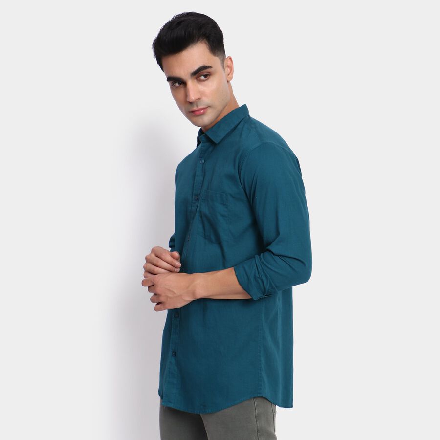 Men's 100% Cotton Casual Shirt, Dark Green, large image number null