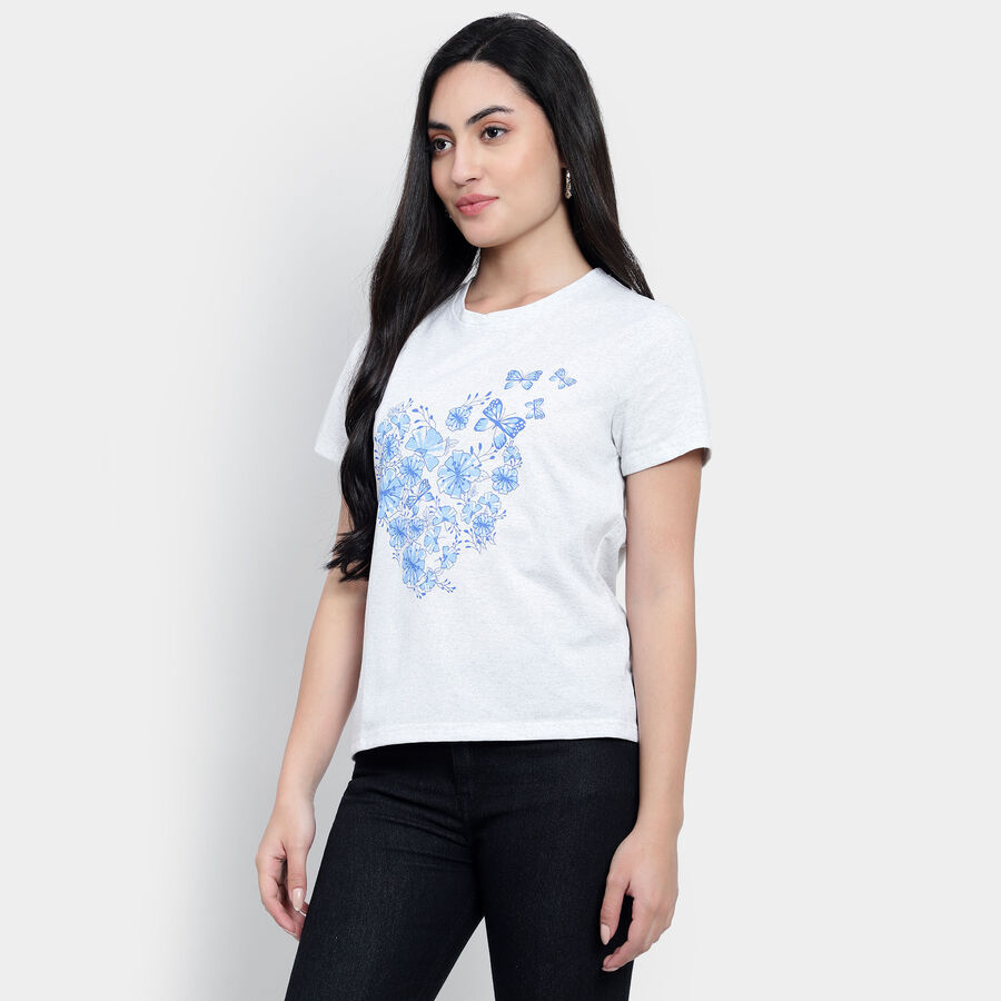 Round Neck T-Shirt, Ecru Melange, large image number null