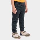 Boys' Olive Green Jogger Fit Drawstring Waist Jeans, ओलिव, small