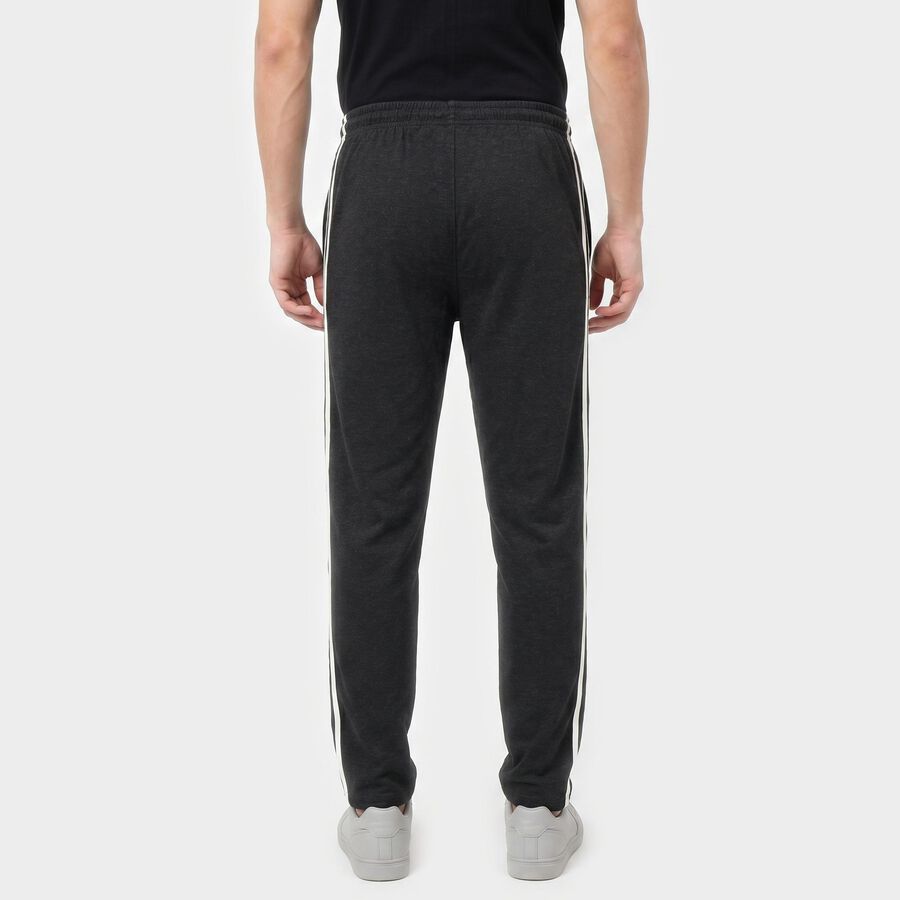 Men's Charcoal Regular Fit Side-Striped Track Pants, Charcoal, large